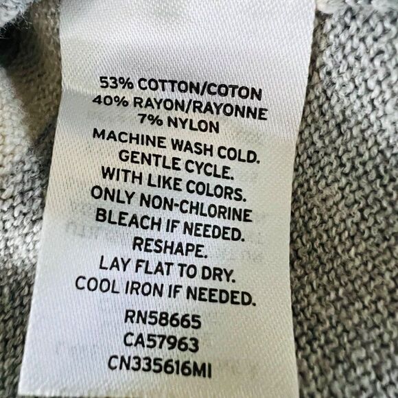 Caslon Stripe Crew Neck Sweater Gray Zip Back Long Sleeve Small - Picture 7 of 8